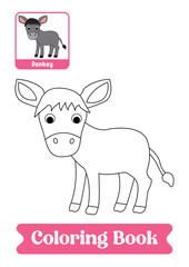 Donkey animal coloring pages book 