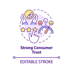 Strong consumer trust concept icon. High website rating. Good design importance abstract idea thin line illustration. Isolated outline drawing. Editable stroke. Arial, Myriad Pro-Bold fonts used
