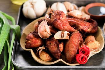 Chicken Garlic Batam, Indonesia. Fried Chicken with Garlic Special Seasoned from Chinese Influence.