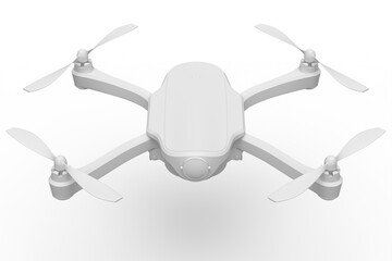 Flying photo and video drone or quad copter isolated on white background