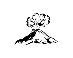 erupting volcano vector icon © Kareemov