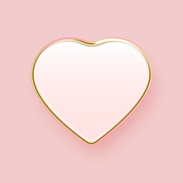 Pink Heart With Gold Facets. Realistic .