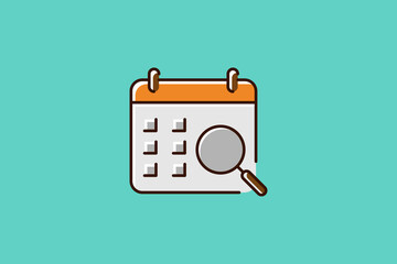 Calendar and magnifying glass icon vector design