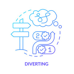 Diverting blue gradient concept icon. Gaslighting behaviour red flag abstract idea thin line illustration. Psychological abuse. Confusing victim. Isolated outline drawing. Myriad Pro-Bold font used