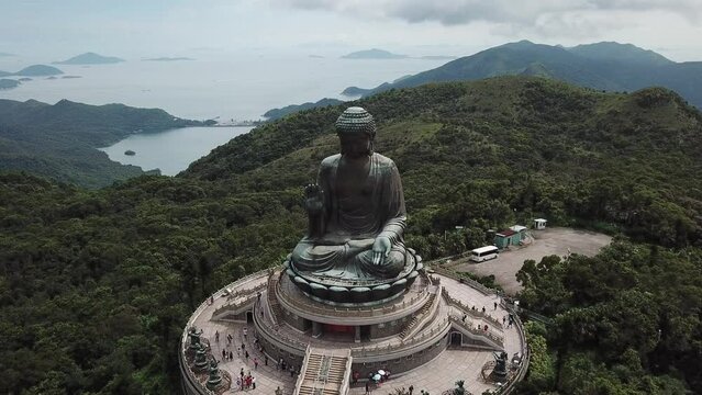 Drone footage from Buddha Statue in Hong Kong