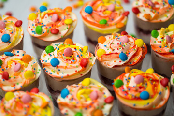 Trifles in plastic glasses.