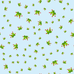 Flat cartoon style illustration nature landscape with bush bushes and berries. seamless pattern. Illustration