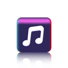 music program. 3D Illustration of a musical leitmotif isolated on a white background with a reflection.