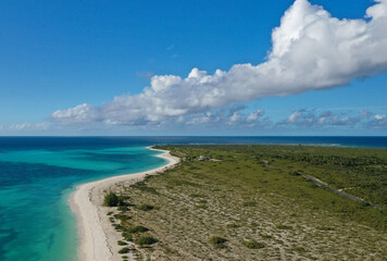 Aerial drone of Anegada, British Virgin Islands