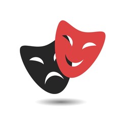 Theatre mask icon silhouette. Theatre drama comedy