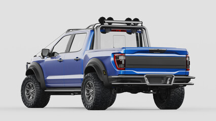 Obraz na płótnie Canvas 3D rendering of a brand-less generic pickup truck in studio environment