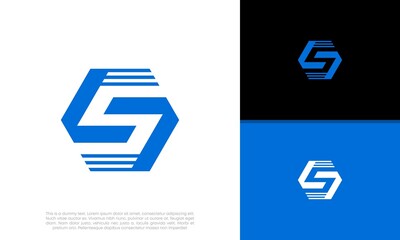 Initial S logo design. Innovative high tech logo template.