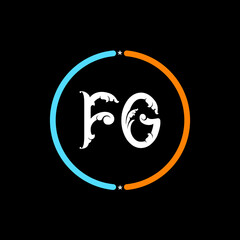 FG F G Letter Logo. black background, FG circle logo design. FG, G F abstract letters logo monogram.
