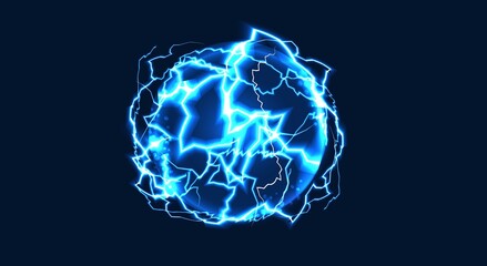 Lightning ball background plasma sphere in blue color.
