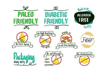 Allergen free product sticker, template label set