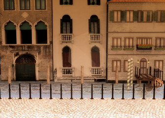 Obraz na płótnie Canvas 3D Venice street buildings
