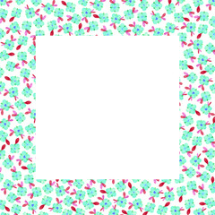 tiny green flowers square frame