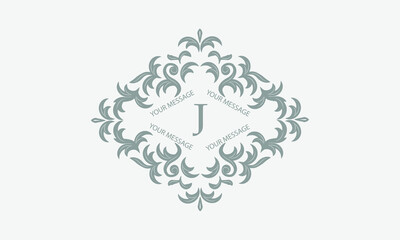 Exquisite floral logo with calligraphic letter J. Business sign, identity monogram for restaurant, boutique, hotel, heraldic, jewelry.