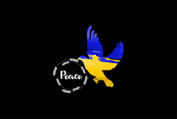 The dove - the sign of peace, on the flag of Ukraine