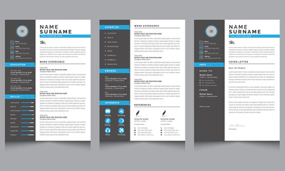 Modern Resume Template,  Professional Resume and Cover Letter Layout design 