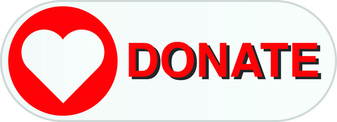 Donate button icon. Red button with red heart for your website, Philanthropy, charity, and volunteering symbol Web design element vector illustration image template