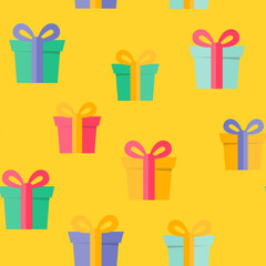 Happy Birthday party Seamless Pattern Background with Gift Box. Illustration
