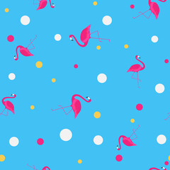 Fototapeta premium Pink Flamingo Cute Seamless Pattern Background Illustration