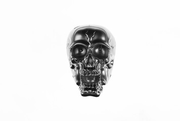 silver skull isolated on white background