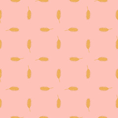 Wheat seamless pattern. Cereal crop sketch.