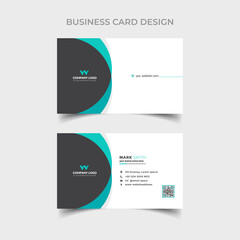 Business card print template with company logo. Black and yellow colors