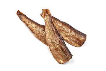 Canned sprats, isolated on white background.