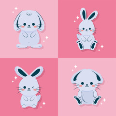 blue bunnies illustrations