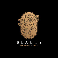 beauty woman gold logo template
