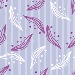 Abstract linear leaves tropical seamless pattern. Rainforest line background.