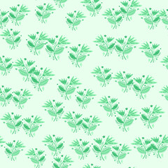 Fototapeta na wymiar Seamless pattern with flowers and leaves.