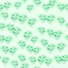 Seamless pattern with flowers and leaves.