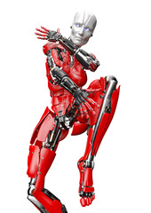 Fototapeta premium amazing robot is doing a hiphop dance close up view