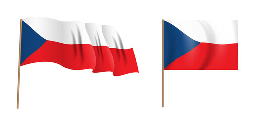 colorful naturalistic waving Czech Republic flag. Illustration