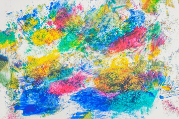 Obraz na płótnie Canvas Abstract colorful acrylic background, bright blots, splashes on texture paper