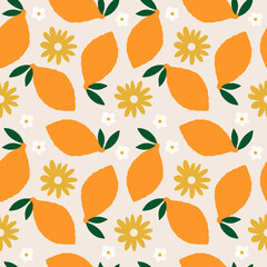 Spring seamless pattern with orange - 490764908