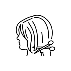 Woman bob haircut color line icon. Beauty industry. Hairdresser service.