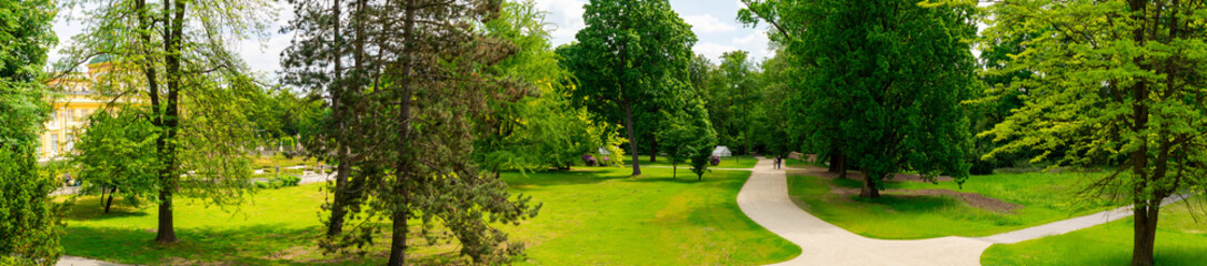 Fototapeta na wymiar Panorama of the park around the Palace of King Jan III Sobieski