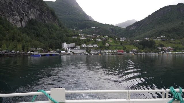 Geiranger village seen from the ferry, Norway