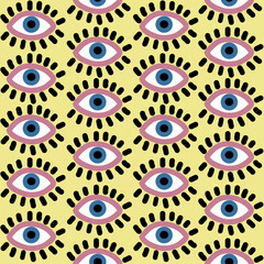 Evil eye seamless pattern Vector EPS10 .Magic, witchcraft, occult symbol, Hamsa eye, magical eye,Design for fashion , fabric, textile, wallpaper,wrapping