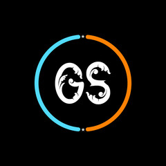 GS, S G Letter Logo. GS circle logo design vector,  black background.  