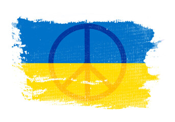 Ukraine flag with peace symbol, abstract version