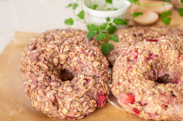 オートミールと豆腐とイチゴのマフィン