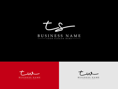 Handwritten TS t&s Abstract initial logo, Signature ts Logo for brush cosmetics nature boutique floral business