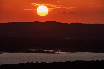 sunset over the lake