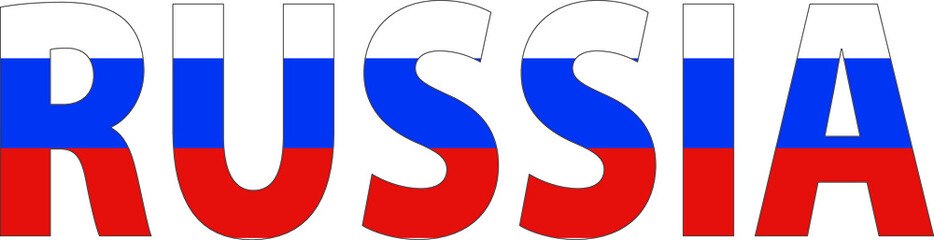 Russia and Ukraine country names with flag